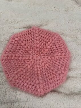 Handmade Cozy Pink Knit Beret
